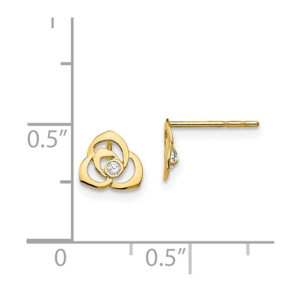14k Yellow Gold Madi K Children's Kids Girls Jewelry CZ Flower Post Earrings
